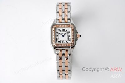 High Quality Replica CARTIER Panthère de Cartier 2-Tone 316 Stainless Steel Strap White Face Dial Double-Layer Square Case Watch 22*30mm